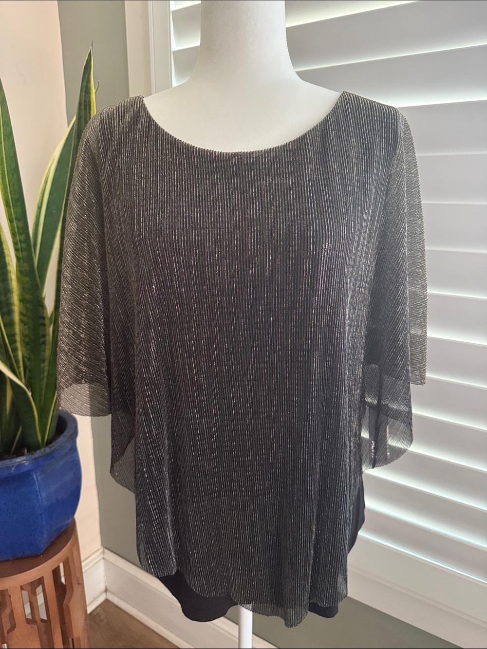 NWT ALYX Metallic Black Silver Pleated Flutter Top 🖤